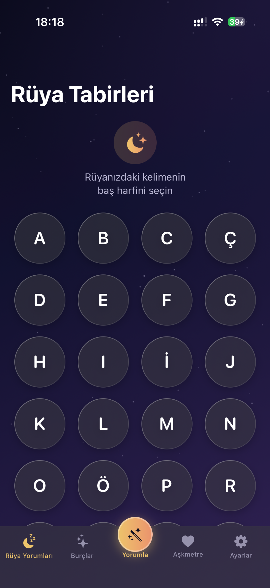 Rüya yorumları ekranı